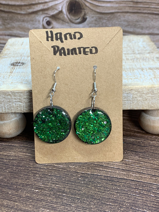 ER#36 Green Glittered Earrings