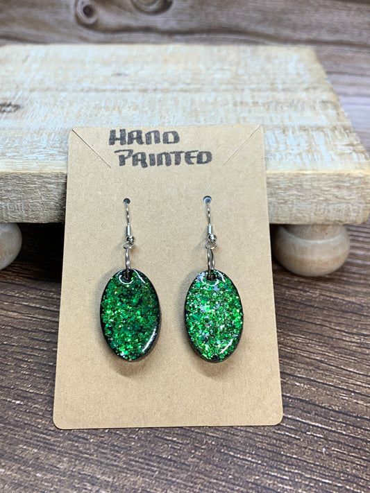 ER#33 Green Glittered Earrings