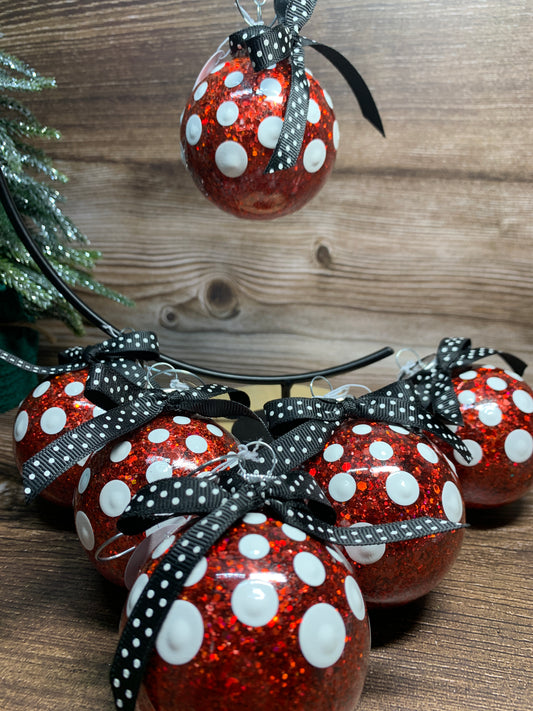 Inspired Red & White Dot ornament