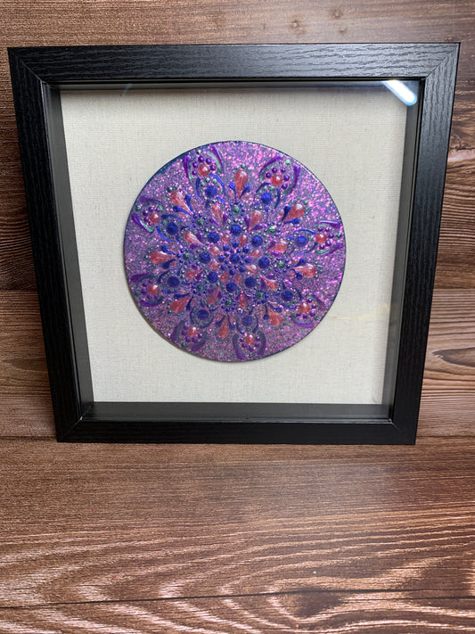 Glittered purple & pink Framed Mandala