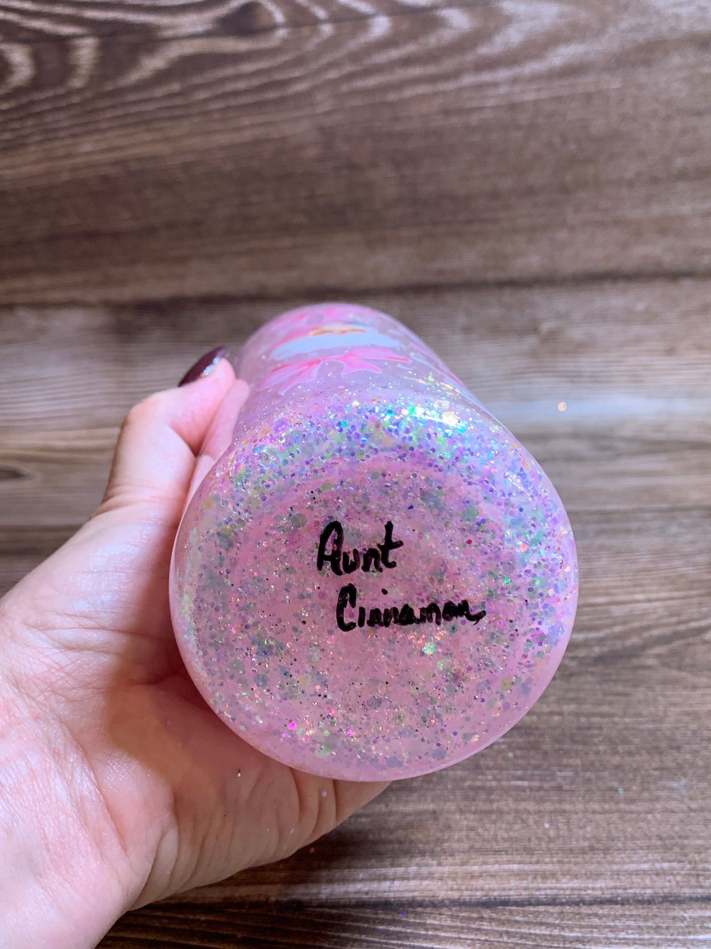 Pink Santa Snowglobe Tumbler (imperfect)