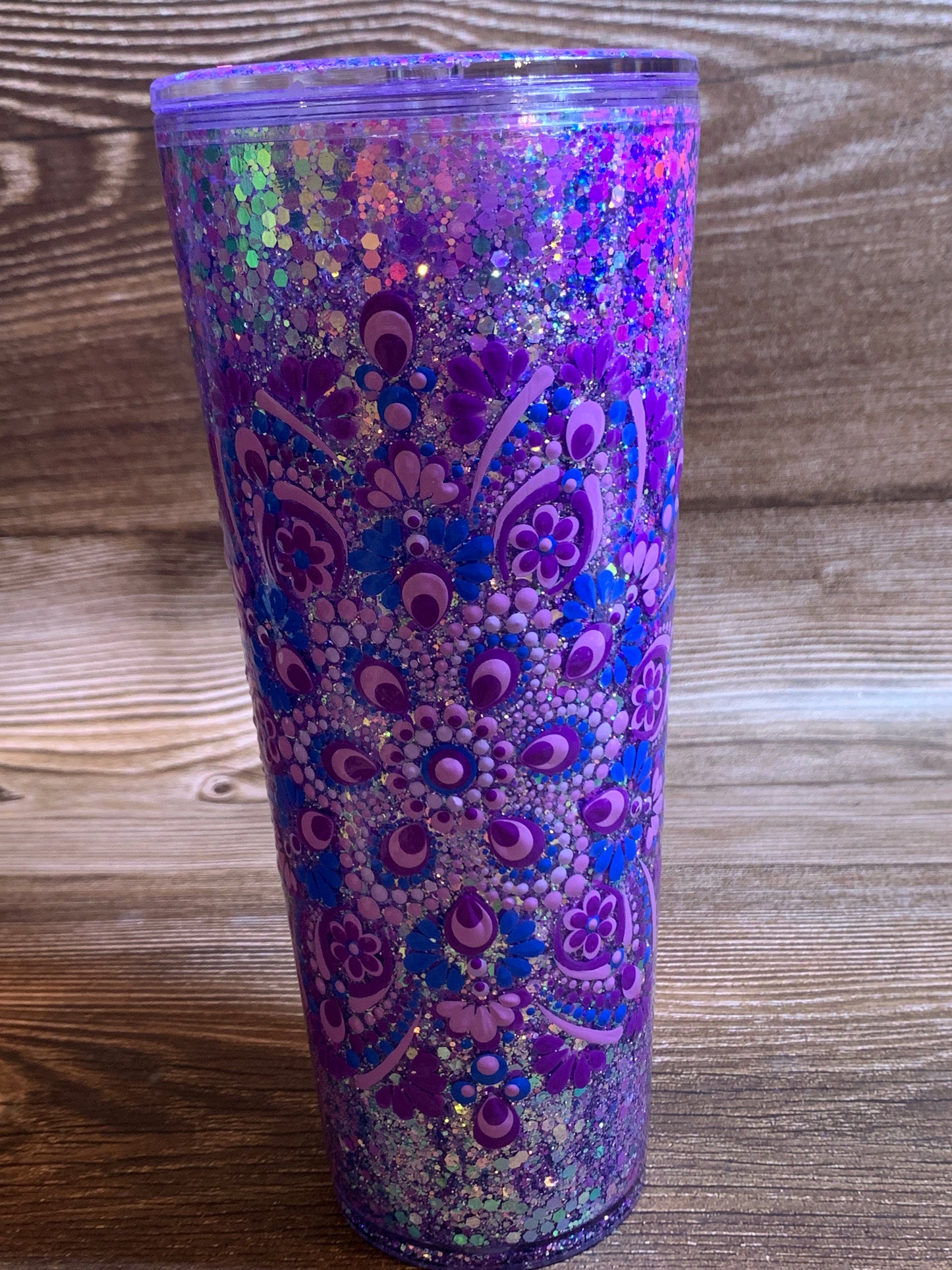 Hand Painted 30 ounce Snowglobe Tumbler