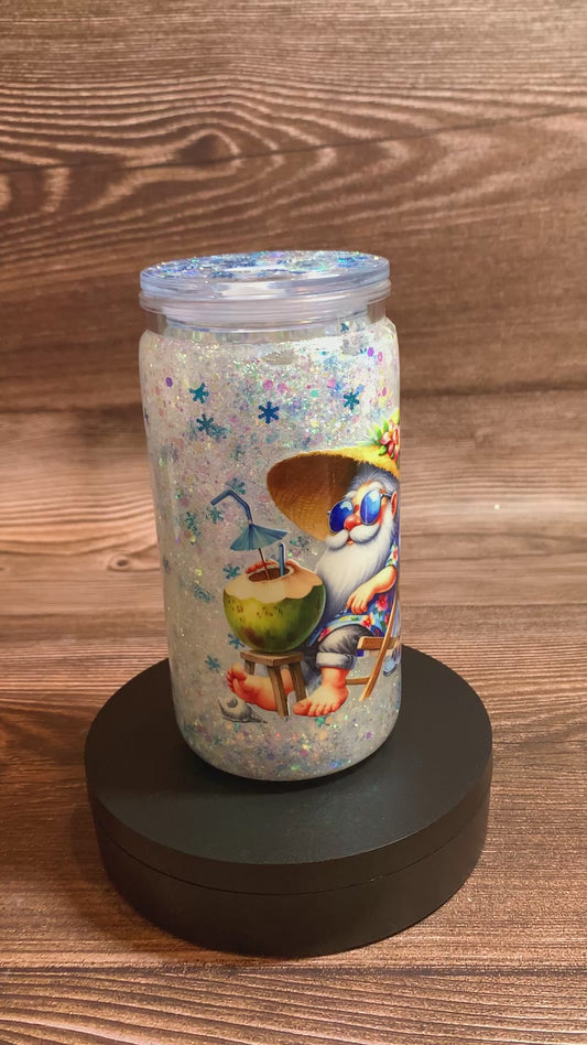 Tropical Santa Snowglobe Tumbler