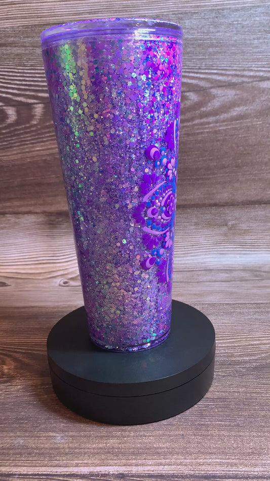 Hand Painted 30 ounce Snowglobe Tumbler