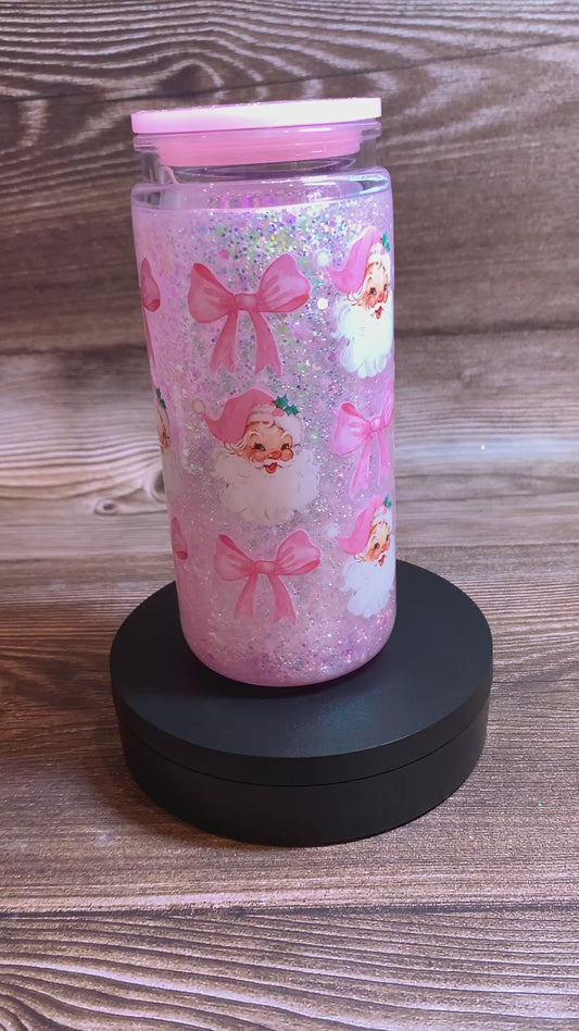 Pink Santa Snowglobe Tumbler (imperfect)