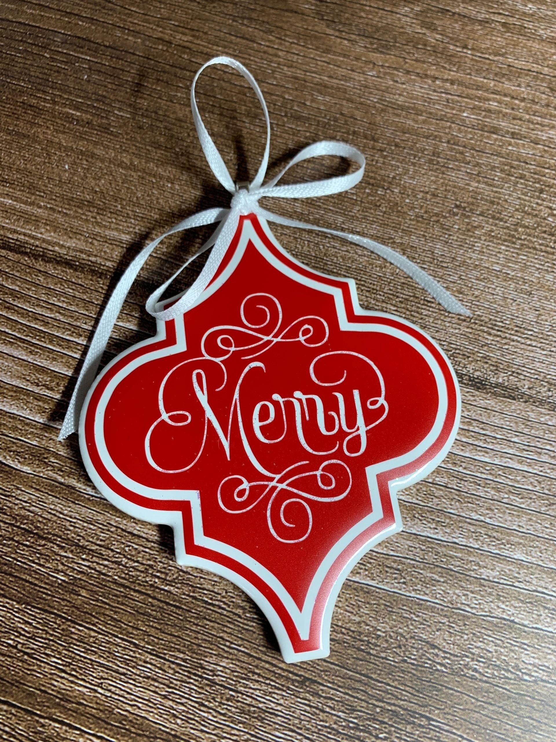 Tile Ornament Merry