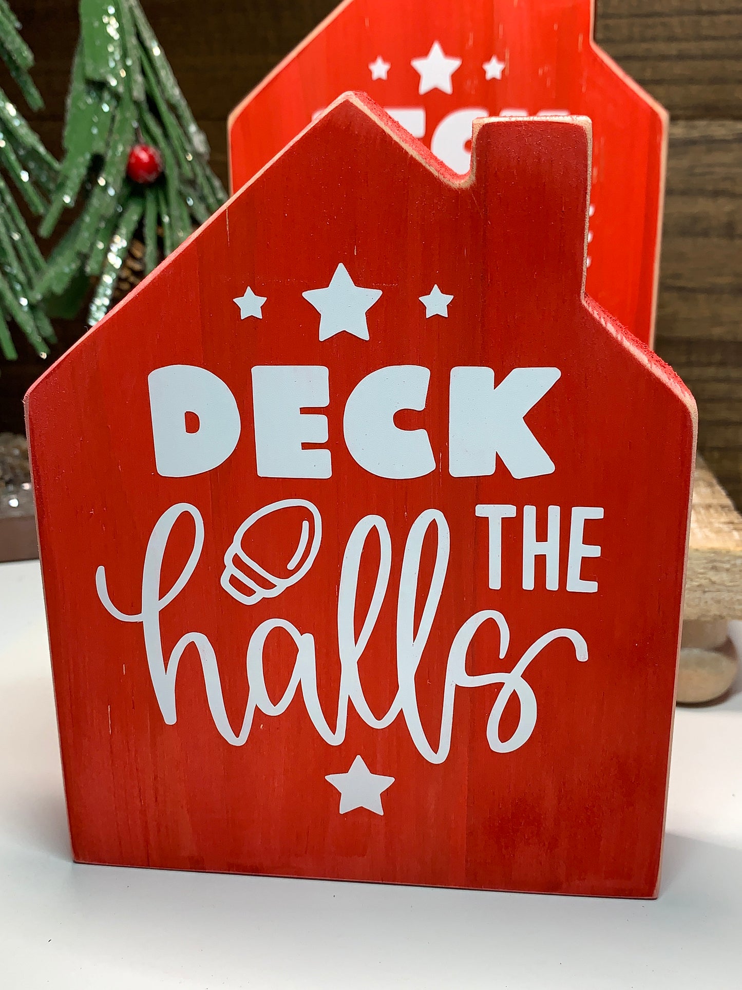 Deck The Halls Wood Tier Tray Sitter