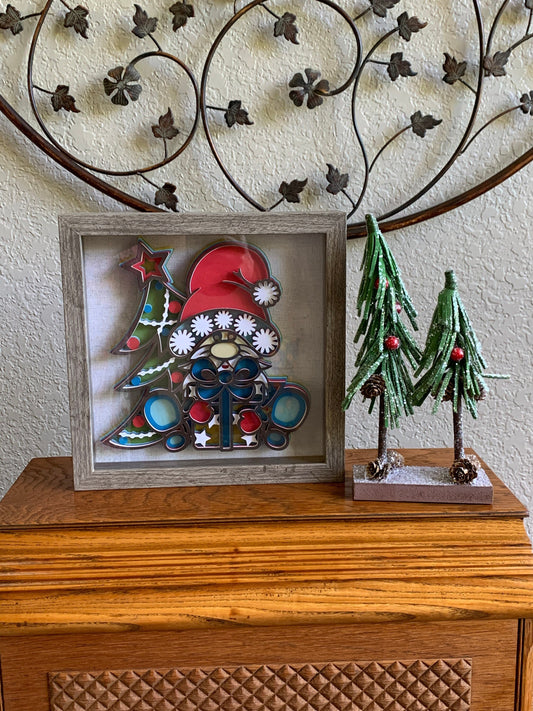 3D Framed Paper Gnome With Tree