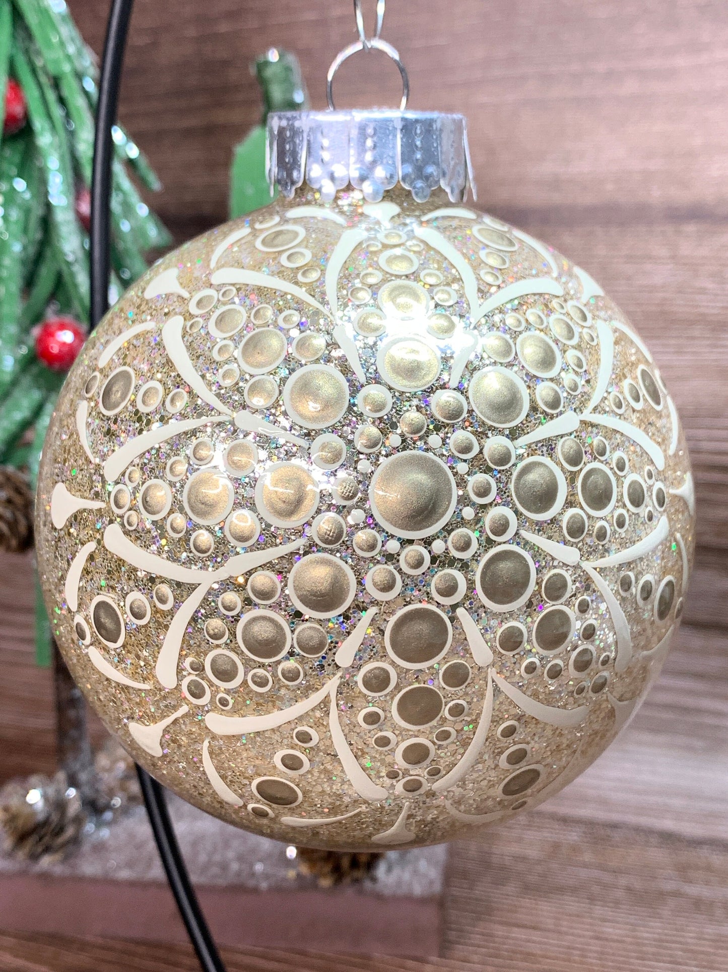 #39 Glittered Dot Art Ornament