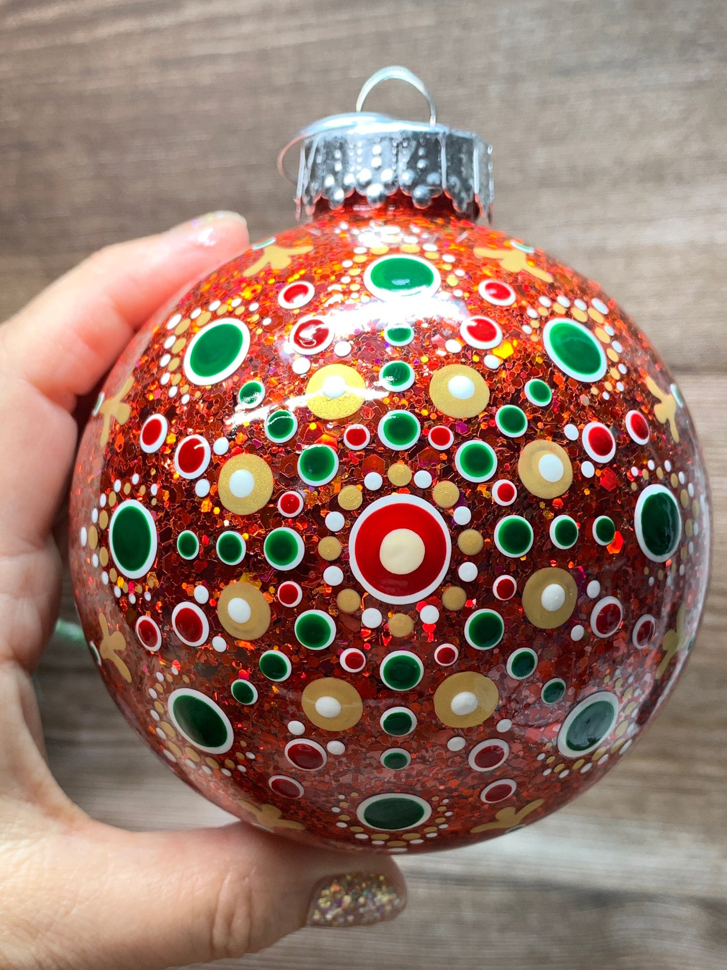 #48 Glittered Dot Art Ornament