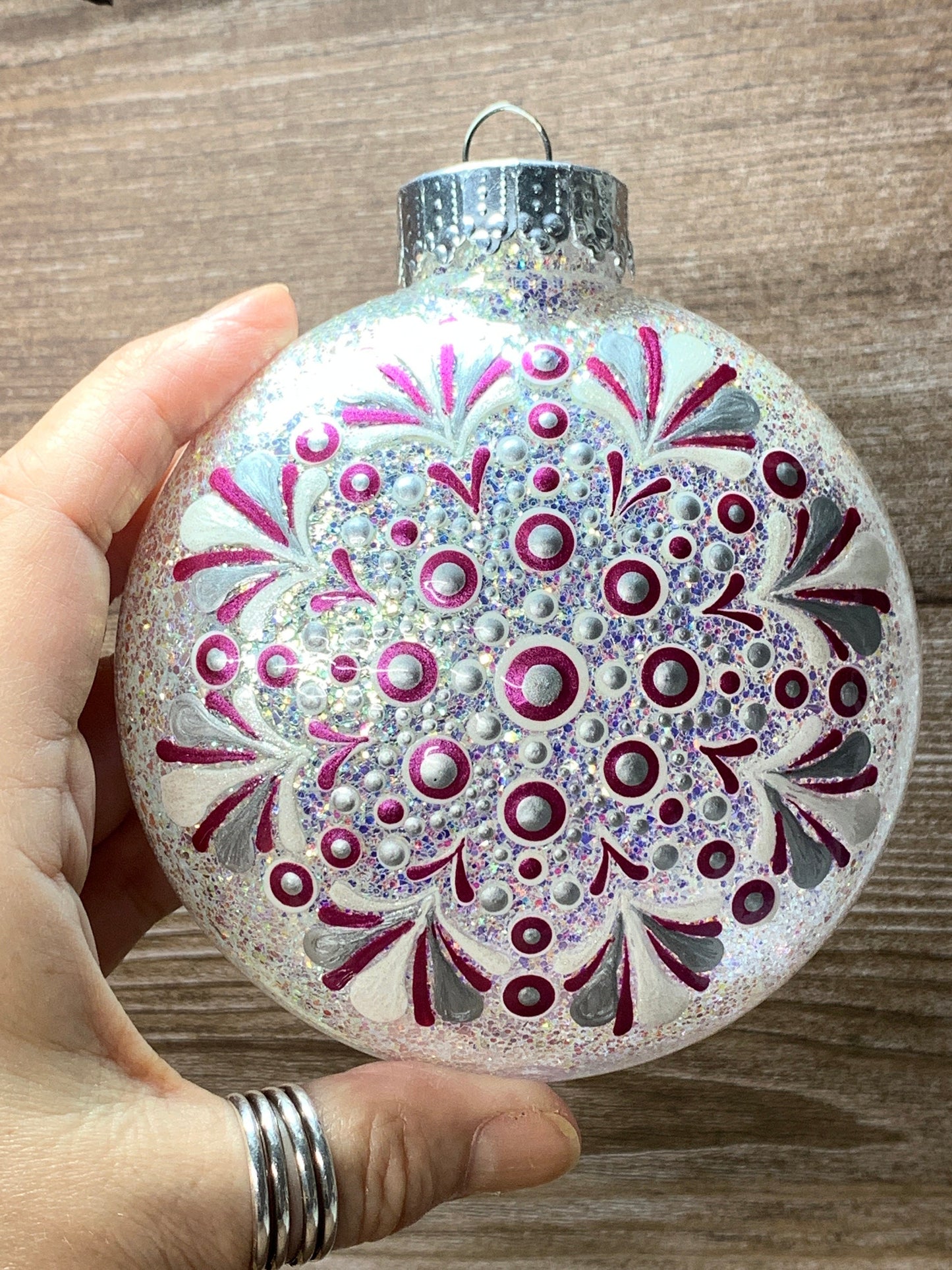 #84 Glittered Dot Art Ornament