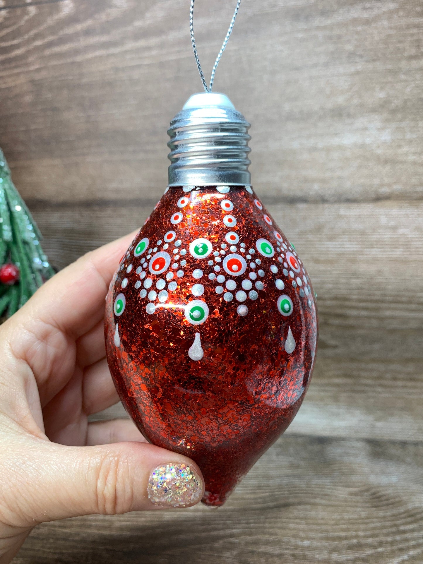 #46 Glittered Dot Art Ornament