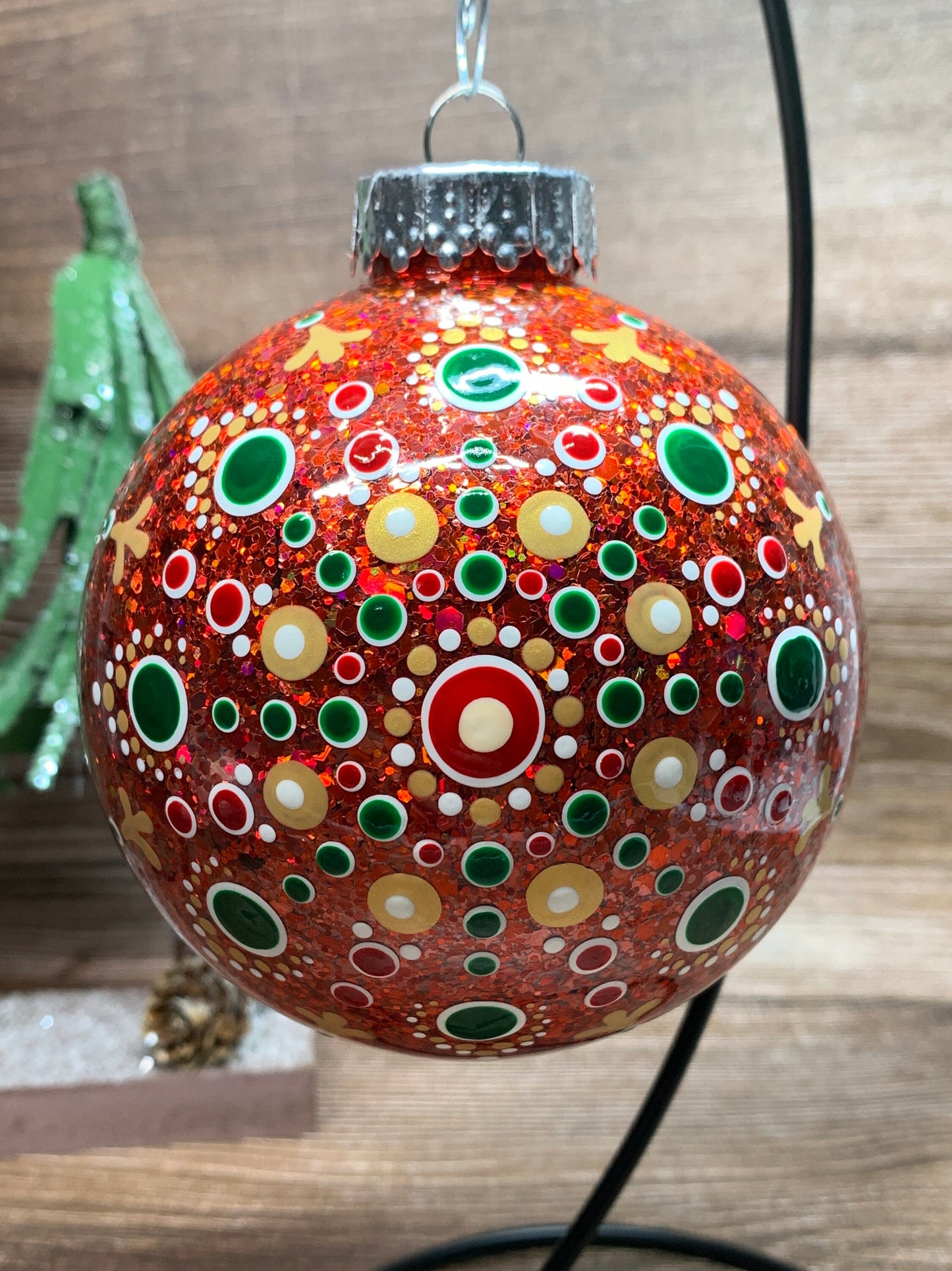 #48 Glittered Dot Art Ornament