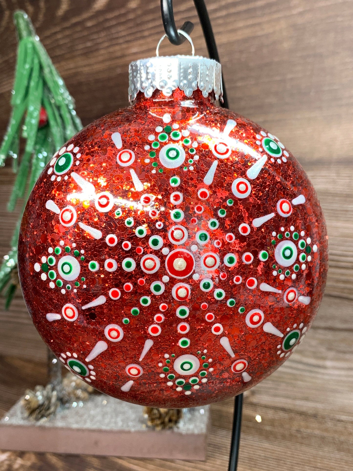 #54 Glittered Dot Art Ornament