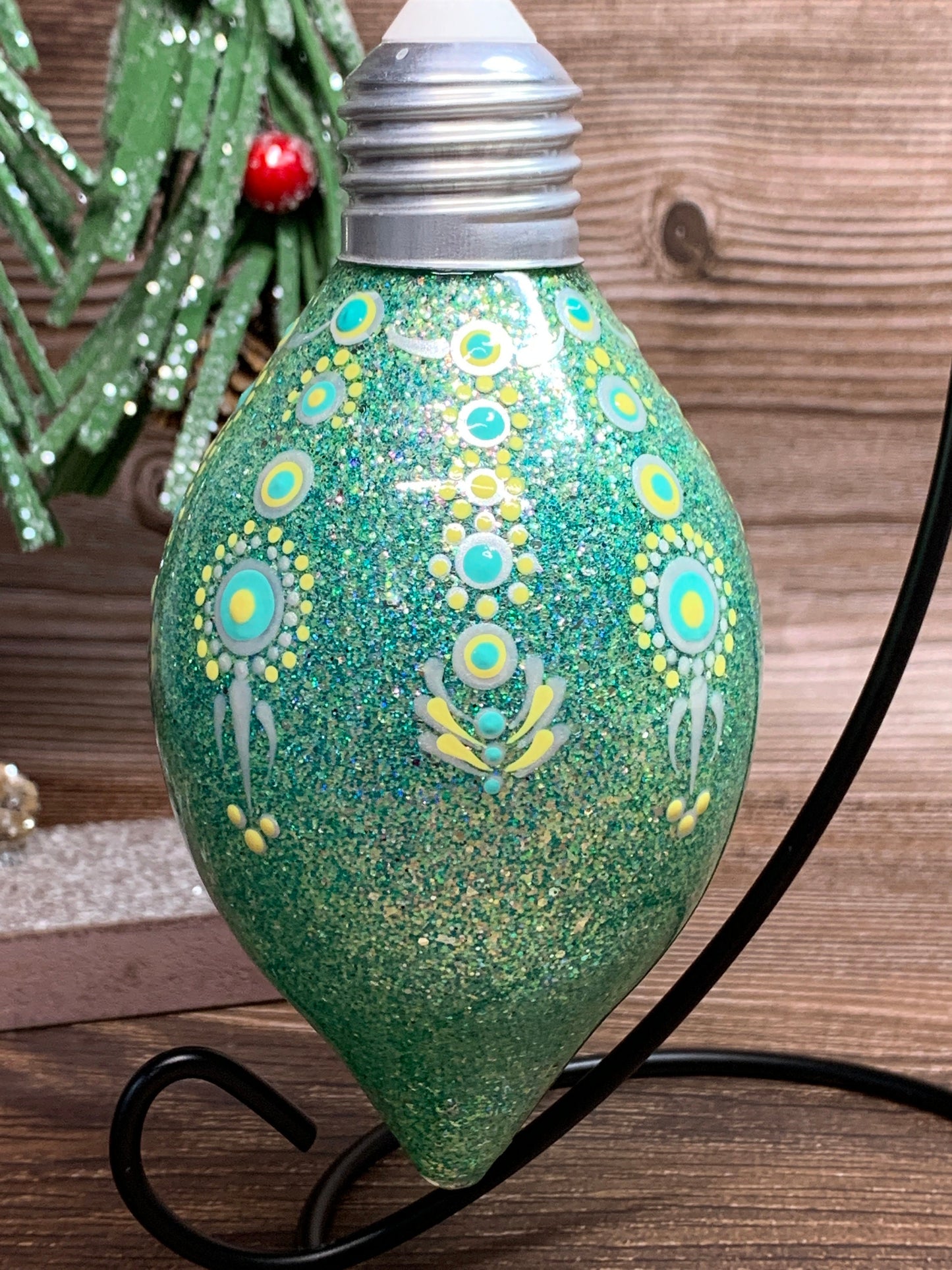 #66 Glittered Dot Art Ornament