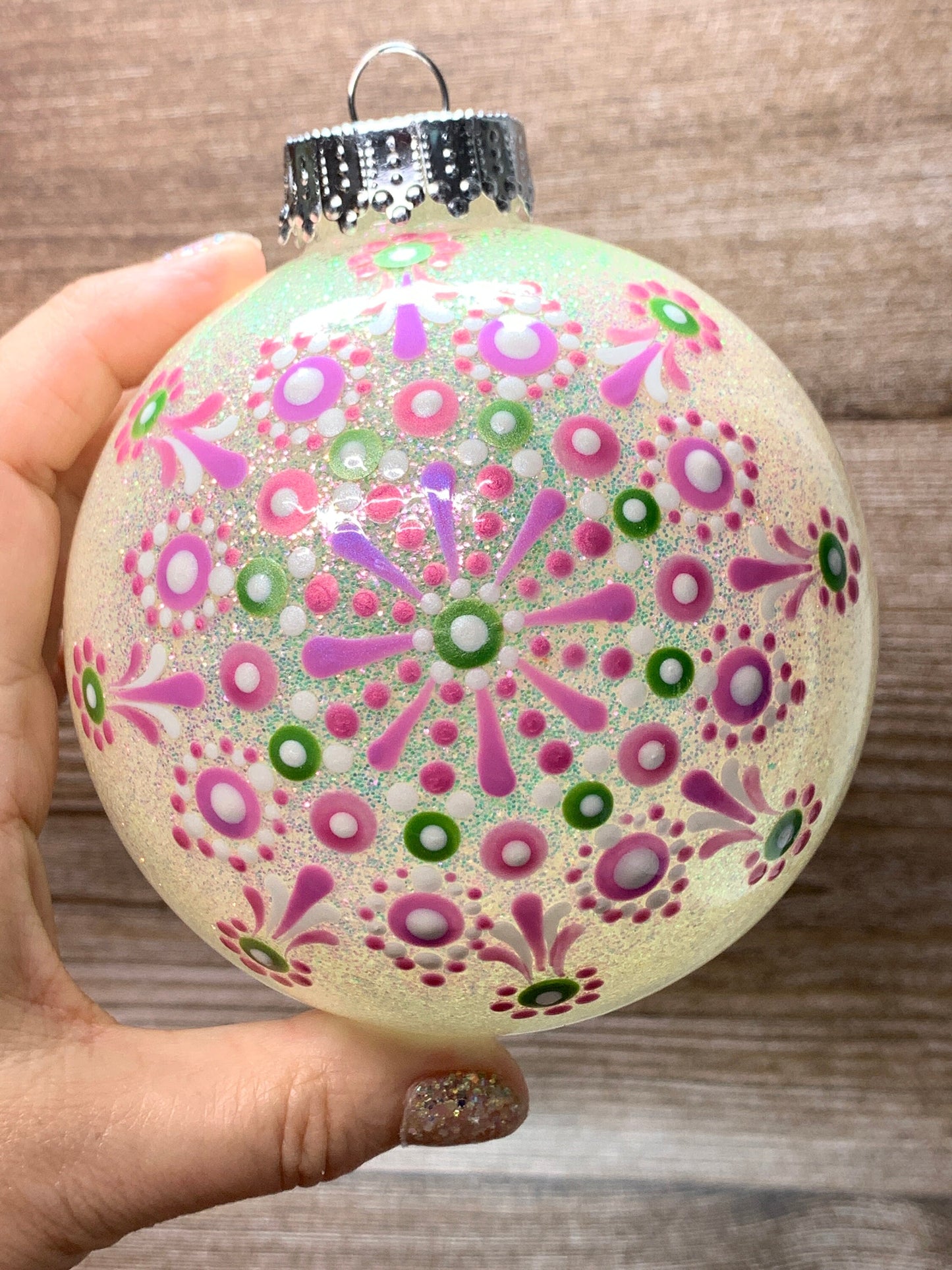 #68 Glittered Dot Art Ornament