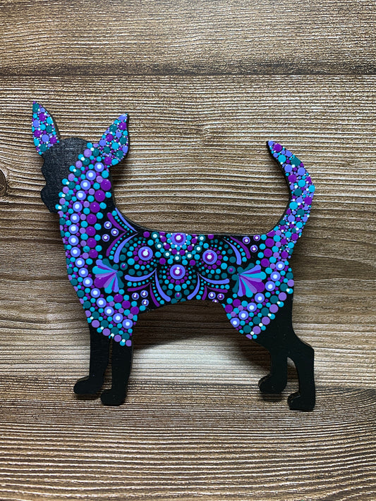 Chihuahua Dot Art Mandala Magnet